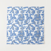 Dog silhouette Pattern.White.03 Lblue BG Wandkleed (Voorkant)
