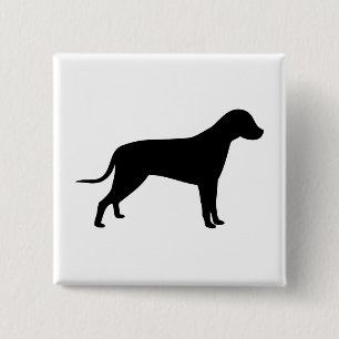 Dog Silhouette Vierkante Button 5,1 Cm