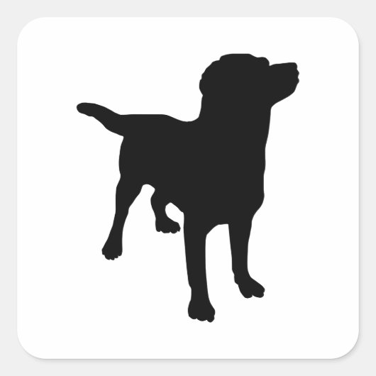Dog Silhouette Vierkante Sticker (Voorkant)