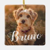 Dog Simple Name Christmas Script Ornament (Voorkant)