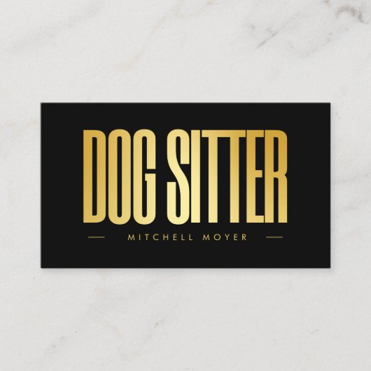 Dog Sitter Black And Gold  Visitekaartje (Voorkant)