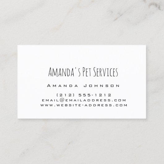 Dog Sitter Cat Sitter Pet Services Grooming Cute Visitekaartje (Achterkant)