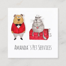 Dog Sitter Cat Sitter Pet Services Grooming Vierkante Visitekaartje