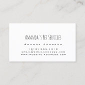 Dog Sitter Cat Sitter Pet Services Grooming Visitekaartje (Achterkant)