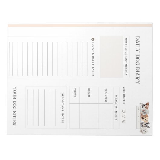 Dog Sitter Dagboek voor Dierenzaken Notitieblok (Voorkant)