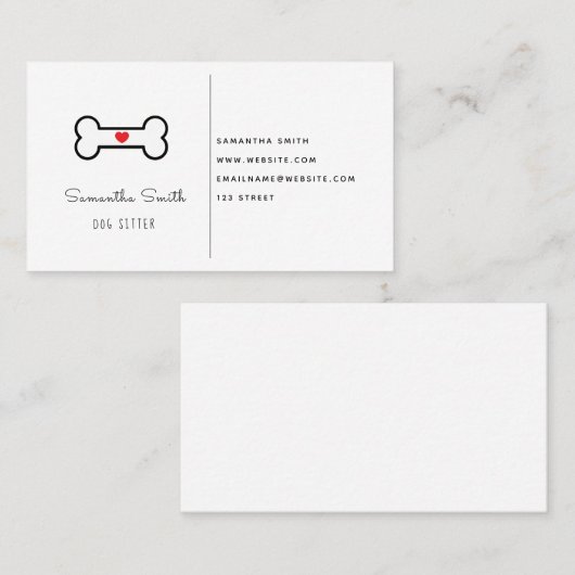 Dog Sitter | Dog Bone Icon Visitekaartje (Voorkant / Achterkant)