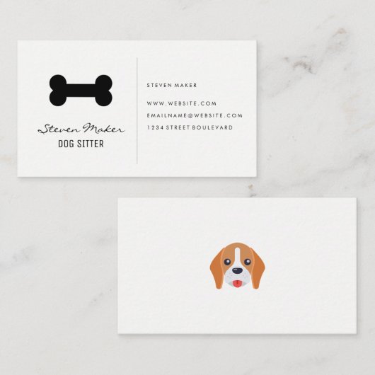 Dog Sitter | Dog Bone Icon Visitekaartje (Voorkant / Achterkant)