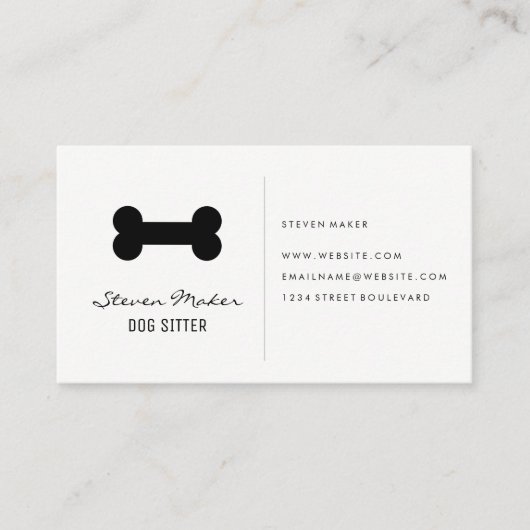 Dog Sitter | Dog Bone Icon Visitekaartje (Voorkant)