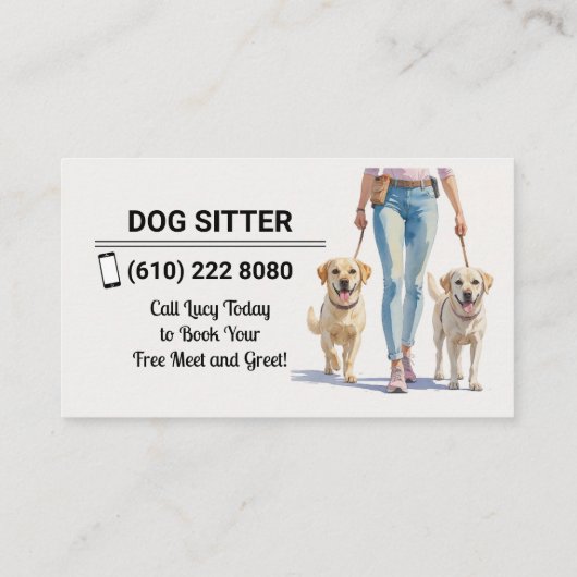 Dog Sitter Dog Walker Business Card Dog Sitting Visitekaartje (Achterkant)