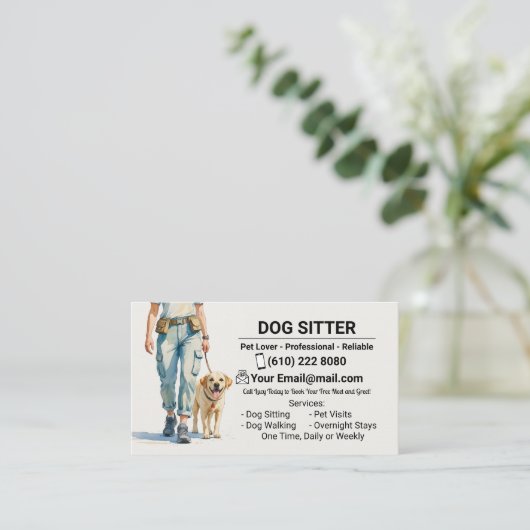 Dog Sitter Dog Walker Dog Walking Visitekaartje (Staand voorkant)