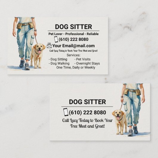 Dog Sitter Dog Walker Dog Walking Visitekaartje (Voorkant / Achterkant)