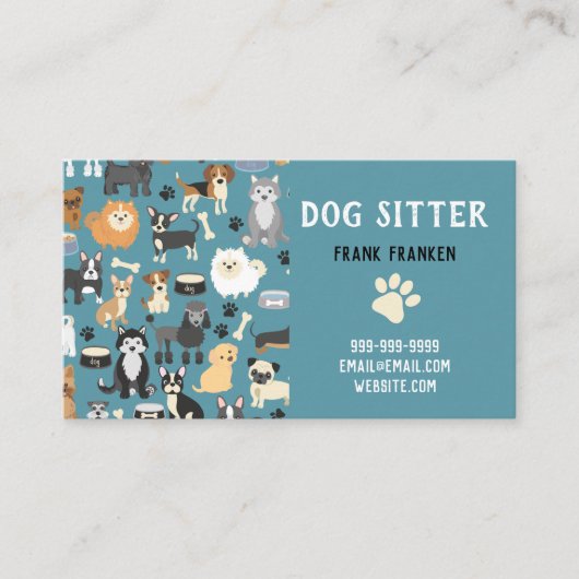 Dog Sitter Dog Walker Puppy Patroon Visitekaartje (Voorkant)