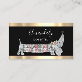 Dog Sitter Pet Mode Boutique Basset Silver Gray Visitekaartje