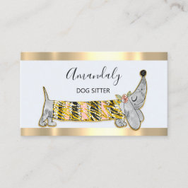 Dog Sitter Pet Mode Boutique Care Basset Grey Visitekaartje