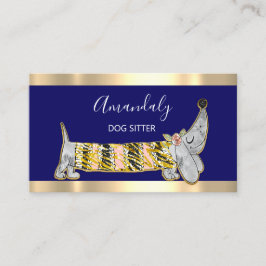 Dog Sitter Pet Mode Boutique Care Basset Navy Visitekaartje