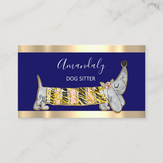 Dog Sitter Pet Mode Boutique Care Basset Navy Visitekaartje (Voorkant)
