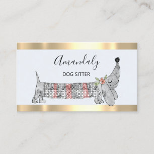 Dog Sitter Pet Mode Boutique Care Basset Silver Visitekaartje