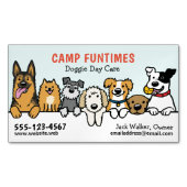 Dog Sitter Pet Zittende Cartoon Schattige gluren H Magnetisch Visitekaartje (Voorkant)