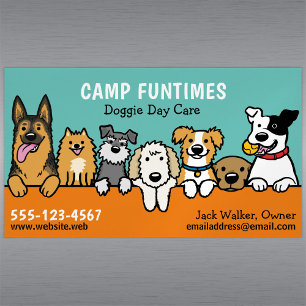 Dog Sitter Pet Zittende Cartoon Schattige gluren H Magnetisch Visitekaartje