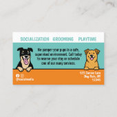 Dog Sitter Pet Zittende Cartoon Schattige gluren H Visitekaartje (Achterkant)