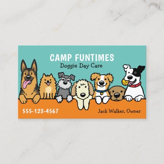 Dog Sitter Pet Zittende Cartoon Schattige gluren H Visitekaartje (Voorkant)