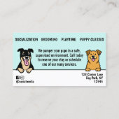 Dog Sitter Pet Zittende Cartoon Schattige gluren H Visitekaartje (Achterkant)