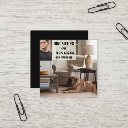 Dog Sitter Service Vierkante Visitekaartje (Voorkant / Achterkant in situ)