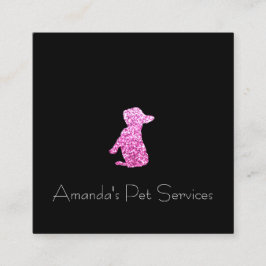 Dog Sitter Sitter Pet Service Grooming Black Pink Vierkante Visitekaartje