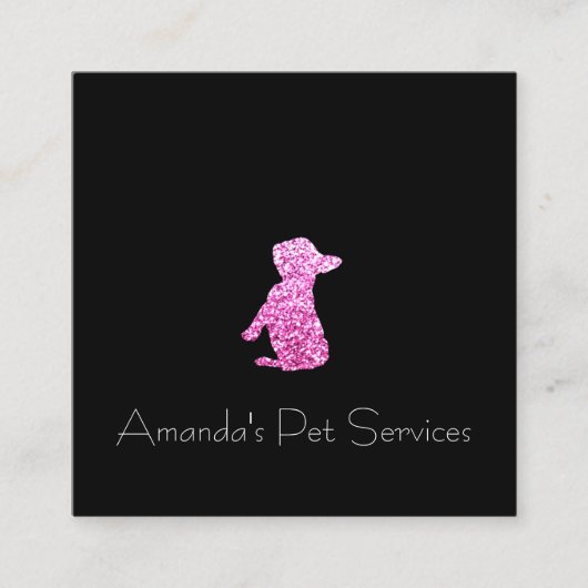 Dog Sitter Sitter Pet Service Grooming Black Pink Vierkante Visitekaartje (Voorkant)