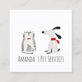 Dog Sitter Sitter Pet Service Grooming Cute Sweet Vierkante Visitekaartje