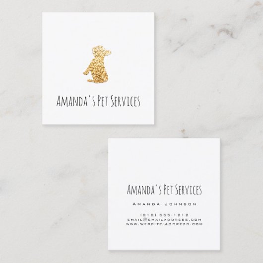 Dog Sitter Sitter Pet Service Groomply Gold Vierkante Visitekaartje (Voorkant / Achterkant)
