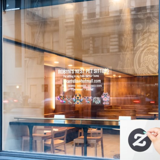 Dog Sitter Venster Cling Raamsticker (Cafe Raam)