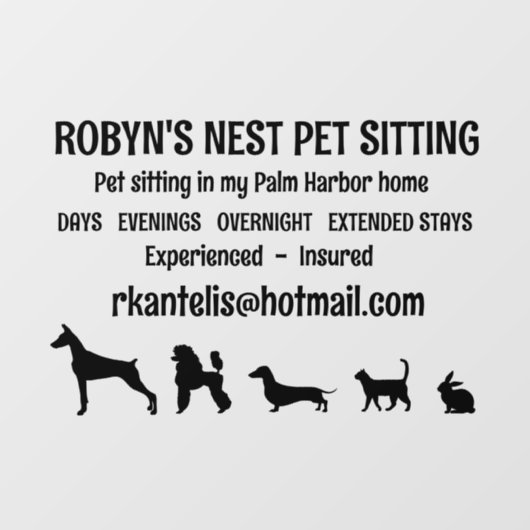 Dog Sitter Venster Cling Raamsticker (Vel)