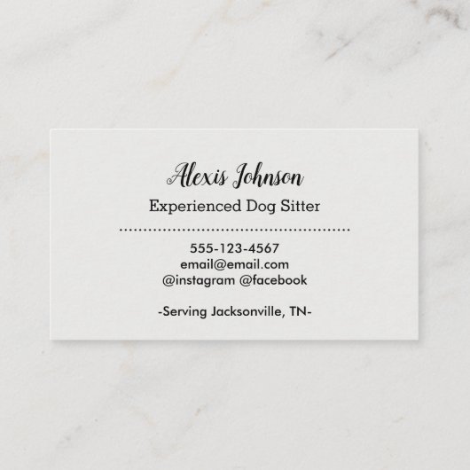 Dog Sitter Visitekaartjes (Achterkant)