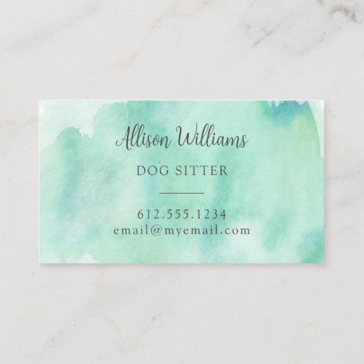 Dog Sitter Waterverf Visitekaartje (Achterkant)