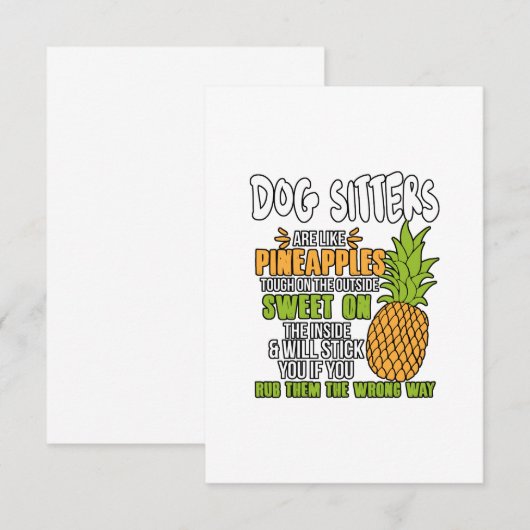 Dog Sitters zijn als ananassen. Bedankkaart (Voorkant / Achterkant)