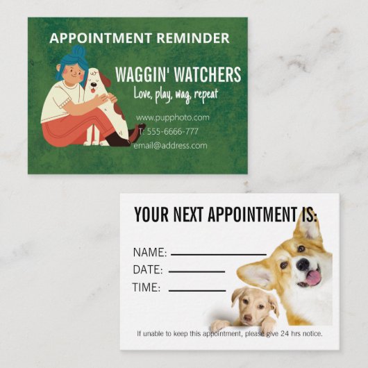 Dog Sitting Business Custom Appointcard Notitiekaartje (Voorkant / Achterkant)