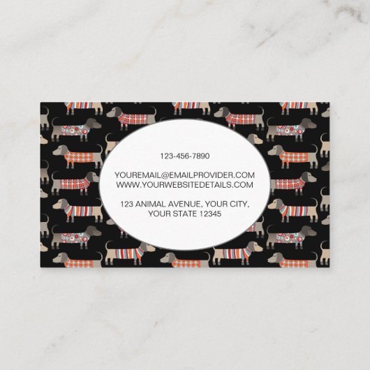 Dog Sitting Dachshund Sausage Dog Visitekaartje (Achterkant)