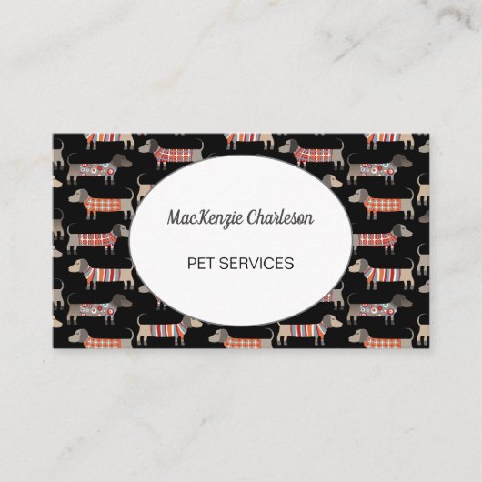 Dog Sitting Dachshund Sausage Dog Visitekaartje (Voorkant)