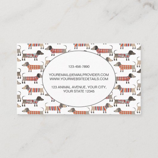 Dog Sitting Dachshund Sausage Dog Visitekaartje (Achterkant)