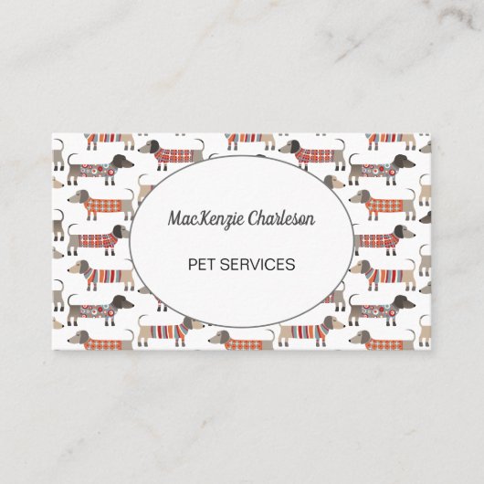 Dog Sitting Dachshund Sausage Dog Visitekaartje (Voorkant)