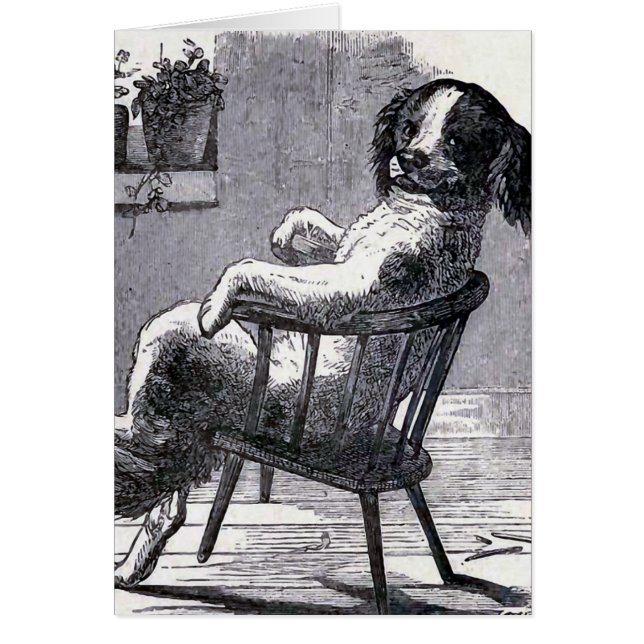 "Dog Sitting in a Stoel" Illustratie (Voorkant)