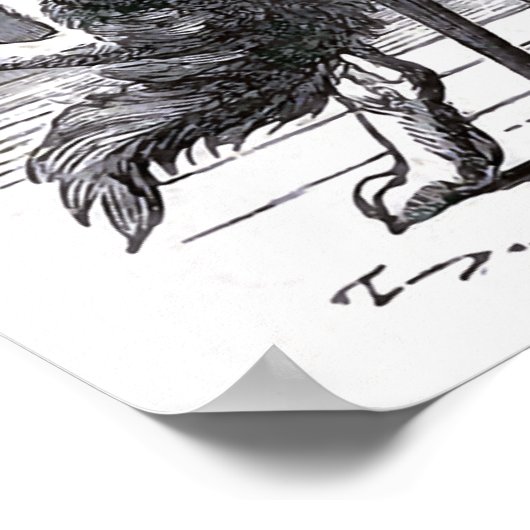 "Dog Sitting in a Stoel" Illustratie Poster (Hoek)