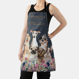 Dog Sitting Service Pet Groomer Navy Floral Schort