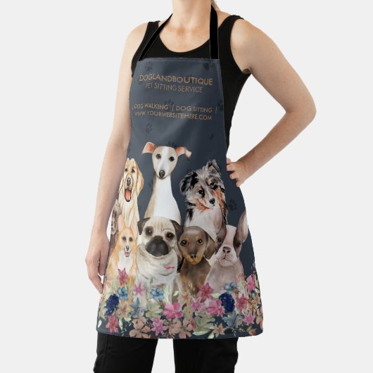 Dog Sitting Service Pet Groomer Navy Floral Schort (Insitu)