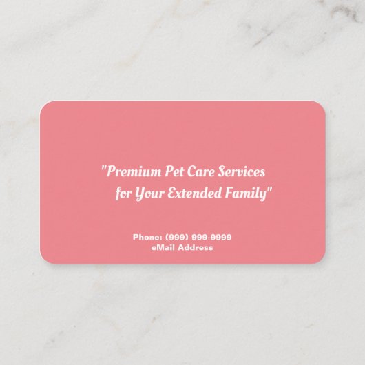 Dog Sitting Services Visitekaartje (Achterkant)