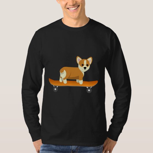 Dog Skater Corgi T-shirt (Voorkant)