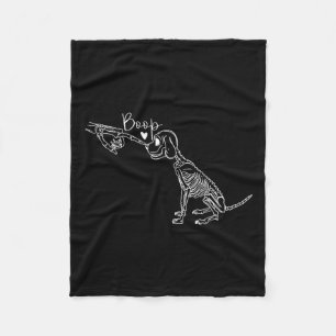 Dog Skeleton Hand Boop Halloween Puppy Hondenliefh Fleece Deken