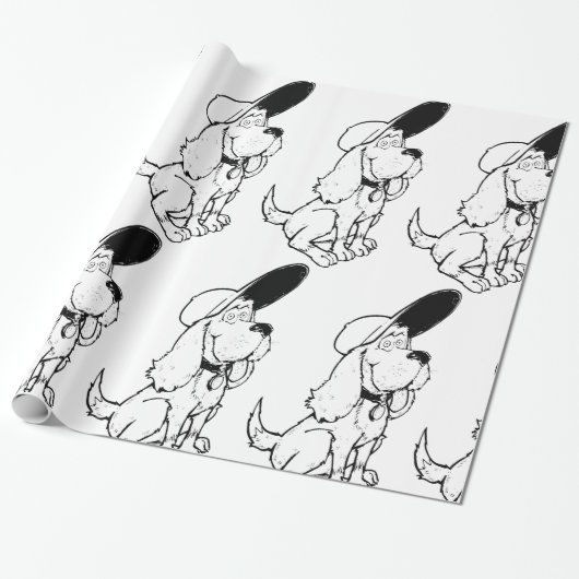Dog Sketch Cadeaupapier (Uitgerold)