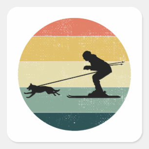 Dog Skijoring Extreme Winter Sport Ski Race Racing Vierkante Sticker